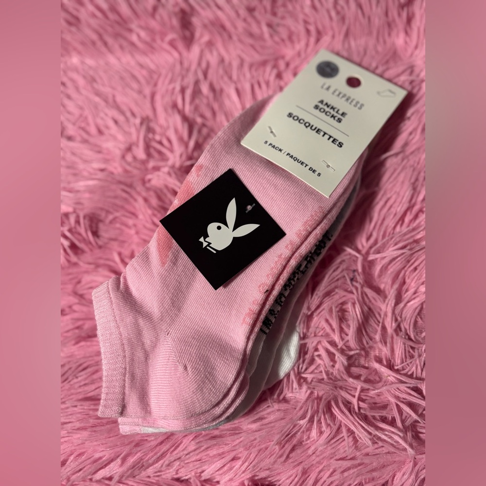 PLAYBOY Pink and White Ankle Socks - 6 Pack
